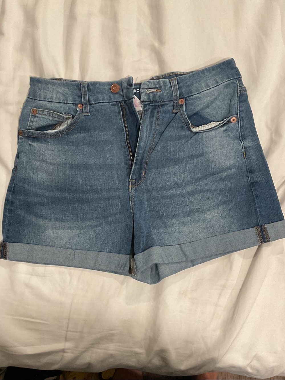 Women’s Denim Roll-Cuff Shorts - Blue